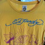 Ed Hardy Y2K  by Christian Audigier Long Yellow T Shirt Size Small Photo 3