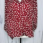 West K Faux Wrap Blouse 3/4 Sleeve Tie Maroon Polka Dot Women's Size M Size M Photo 2