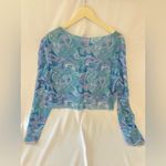 Boutique Blue and green marbled sheer long sleeve 3 XL crop top Size undefined Photo 1