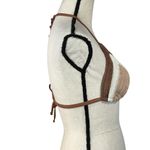 Xhilaration Large Triangle Crochet Bikini Swim Top Padded Stretch V-Neck Brown Photo 2