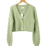 Lovers + Friends NWT Opal Cardigan Sweater Cropped Meadow Green L Photo 3
