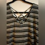 Everly Grey Black Striped Long Sleeve Sweater Dress Sz Large Photo 6