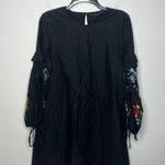 ZARA  embroidered poplin mini dress balloon tie sleeves size XS black Photo 2