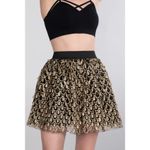 Sugar Lips  Womens Skirt Size‎ Large Gold Black Peacock High Waisted NEW Photo 3