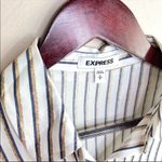 EXPRESS  The Boxy Shirt Striped Button Front Shirt Blue White Gold Small Photo 6