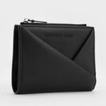 Charles and Keith New  Midori Geometric Top Zip Wallet Noir Black Minimalist Preppy Photo 11