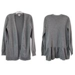 cupio  Boho Ruffle Back Open Front Cardigan Sweater Women's Size Medium Gray Photo 1