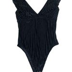 Gilly Hicks Black striped velvet bodysuit Photo 0
