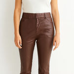 ZARA  Faux Leather Front Slit Pants Brown‎ X-Small Photo 0