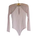 Abercrombie & Fitch Long Sleeve Sheer Keyhole Bodysuit XS Beige Quiet Luxury Photo 2