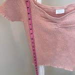 Abound Womens Lettuce Edge Trim Shirred Smocked Off-the-Shoulder Crop Top SZ S Photo 10