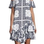 Cinq à Sept Cinq A Sept Minella Dress blue white paisley off the shoulder size 4 Photo 0