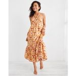 Aerie NWT  High Low Halter Maxi Sundress Mustard Yellow Batik Linen Size M Photo 1