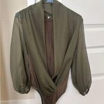 Unique Vintage 3 for $15!! Flowy moss green blouse bodysuit size M Photo 0