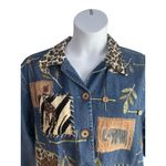 VTG New Directions Women's Embroidered Blue Denim Safari Jacket Sz Medium Casual Photo 4