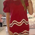 Queen Of Sparkles  Red and White Wavy Top & Shorts Set Photo 2