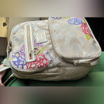 Coach Authentic 1941 "POPPY" Large zip signature Backpack with Colorful Floral Photo 2