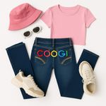 COOGI Rare Vintage Embroidered Rainbow Jeans Low Rise Skinny Leg 3/4 in EUC Photo 8