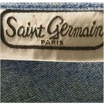 Vintage Saint German Paris Blue Denim Collarless Jacket Large Ruched Front Women Photo 5