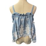 Maeve By Anthropologie Eyelet Baby Doll Border Tank Blue Stripe Size Large Photo 4