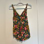 T Bag Women’s XS Colorful Abstract High Low Tank Top Braided Strap Vneck. Red Photo 4