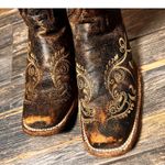 Circle G Dragonfly Boots Women 5 1/2 Square Toe Embroidered Western Cowboy Brown Photo 2