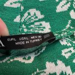 ZARA  Jacquard Ballon Sleeve Knit Green White Floral Ruched Dress Size Large NWT Photo 11