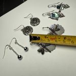 Dangle Drop Pierced Earrings Lot Of 4 Silver Tone Dragonfly Hummingbird Etc Photo 2