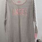 Victoria's Secret Victoria’s Secret Striped Gray/ Pink Long Sleeve night gown; medium Photo 0
