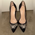 Bella Marie Black Vegan Faux Suede Stiletto Heels with Crystal Details Size 10 Photo 2