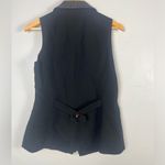 Alberto Makali Vintage  Black Wool & Leather Button Up quilted vest size 10 Photo 4