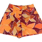 ZARA Tropical Orange and Red Floral High Waist Shorts Photo 0