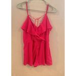 American Eagle 💖  Hot Pink Ruffle Romper Medium Adjustable Straps Small Flaw Photo 3