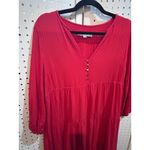 Loft Red Dress Petite Tiered Mini Casual Long Sleeve V Neck Photo 2