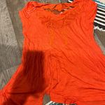 Free People  Orange Embroidered mesh Top M Photo 6