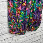 Vintage Just Class Womens Y2K Floral Shorts Overalls Romper Tropical Print M 90s Pink Size M Photo 3