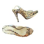 via spiga ANIMAL PRINT SLINGBACK STRAP PLATFORM STILETTOS SANDAL SHOES 8 Photo 0