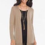 Chico's NWT Chico’s Long Pleated Cardigan Taos Taupe Size 8 Medium (1) Photo 1