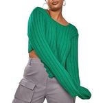 Pretty Little Thing Plus Bright Green Chunky Knit Long Sleeve Dip Hem Crop Top XXL Photo 0