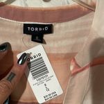 Torrid  NWT peach tones striped blouse with zipper/pockets on front size Plus 0 Photo 2