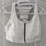 Tek Gear Zip- Front Medium- Impact Sports Bra Heather Gray Black Large Photo 1