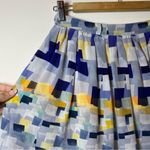 Cacharel Vintage Colorblock Geometric Print Pleated Silk Knee Photo 2