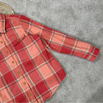 L.L. Bean Women’s Heavy Flannel Shacket Plaid Button Front Shirt Longsleeve L Orange Size L Photo 5