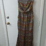 Lumiere Drop Waist Strapless Jumpsuit NEW S Boho Dopamine Coconut Girl Prints Orange Photo 5