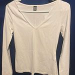 SheIn White Long Sleeve V-Neck Top Photo 0