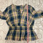 EXPRESS Plaid Surplice Peplum Top Blouse NEW Size Medium Photo 8
