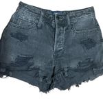 Hollister  Black Jean Shorts with Raw Hem and Distressed Look Button Fly Photo 0