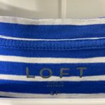 Loft NWOT  electric blue white striped ruffle sleeve scoop neck‎ blouse shirt SP Photo 1