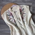 Vintage 80’s embroidered sleeveless cardigan vest cottagecore dainty floral‎ Size M Photo 5