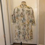 Anthropologie ANTHRO Pilcro Mock-Neck Cream Multi Floral Ruffle Hem Lined Mini-Dress EUC L Photo 5